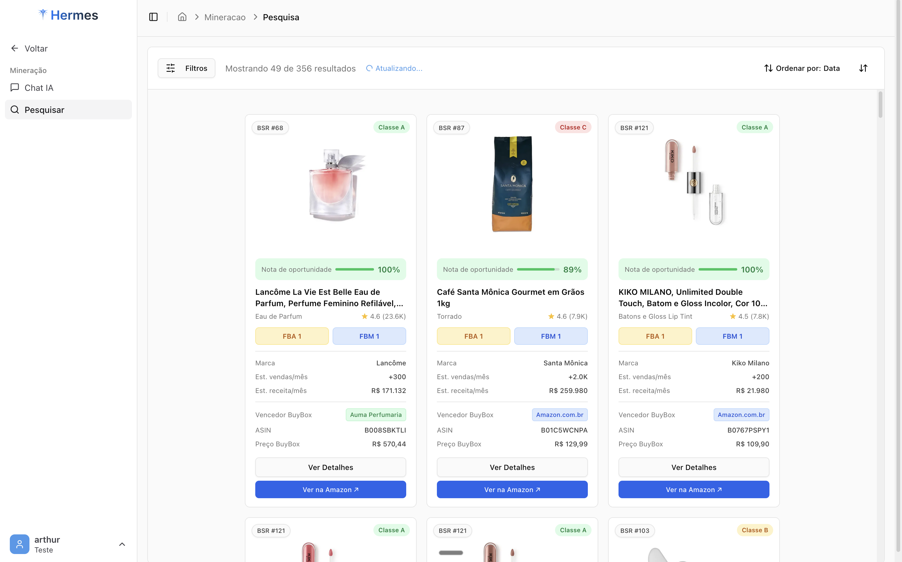 Dashboard Web Visão Geral