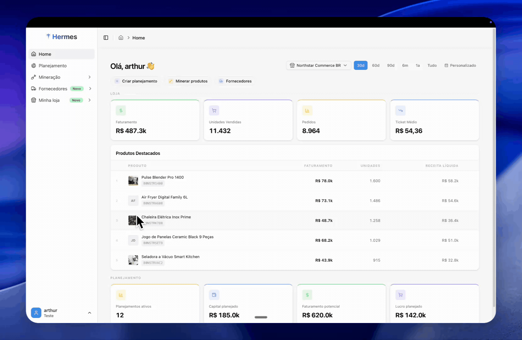 Conexão com a loja Amazon Hermes
